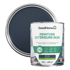 Castorama Peinture Bois Extérieur GoodHome Narbonne Bleu Satin 2.5L