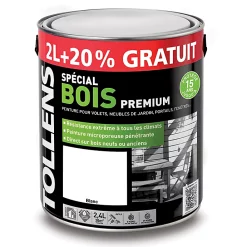 Castorama Peinture Bois Extérieur Premium Blanc Tollens 2L + 20% Gratuit