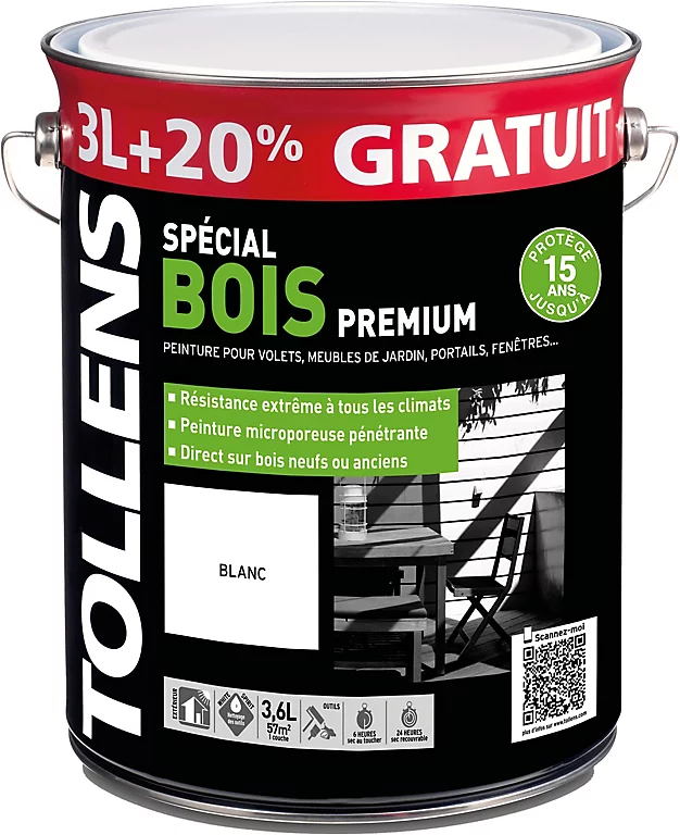 Castorama Peinture Bois Extérieur Premium Blanc Tollens 3L + 20% Gratuit 3 Castorama Peinture Bois Extérieur Premium Blanc Tollens 3L + 20% Gratuit