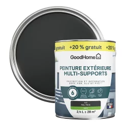 Castorama Peinture Extérieure Multi-supports GoodHome Noir RAL 9005 2L + 20% Gratuit