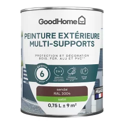 Castorama Peinture Extérieure Multi-supports GoodHome Sendai Rouge RAL 3004 0,75L