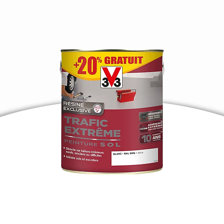 Castorama Peinture Sol Intérieur Extérieur Trafic Extrême V33 Blanc 2,5L + 20% Gratuit 3 Castorama Peinture Sol Intérieur Extérieur Trafic Extrême V33 Blanc 2,5L + 20% Gratuit