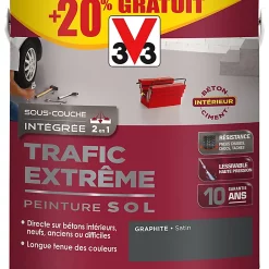 Castorama Peinture Sol Intérieur Trafic Extrême V33 Graphite Satiné 2,5L + 20% Gratuit